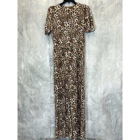 19 COOPER Women's Brown Overflow Leopard Print Surplice Wide Leg Jumpsuit SZ M - Picture 5 of 14